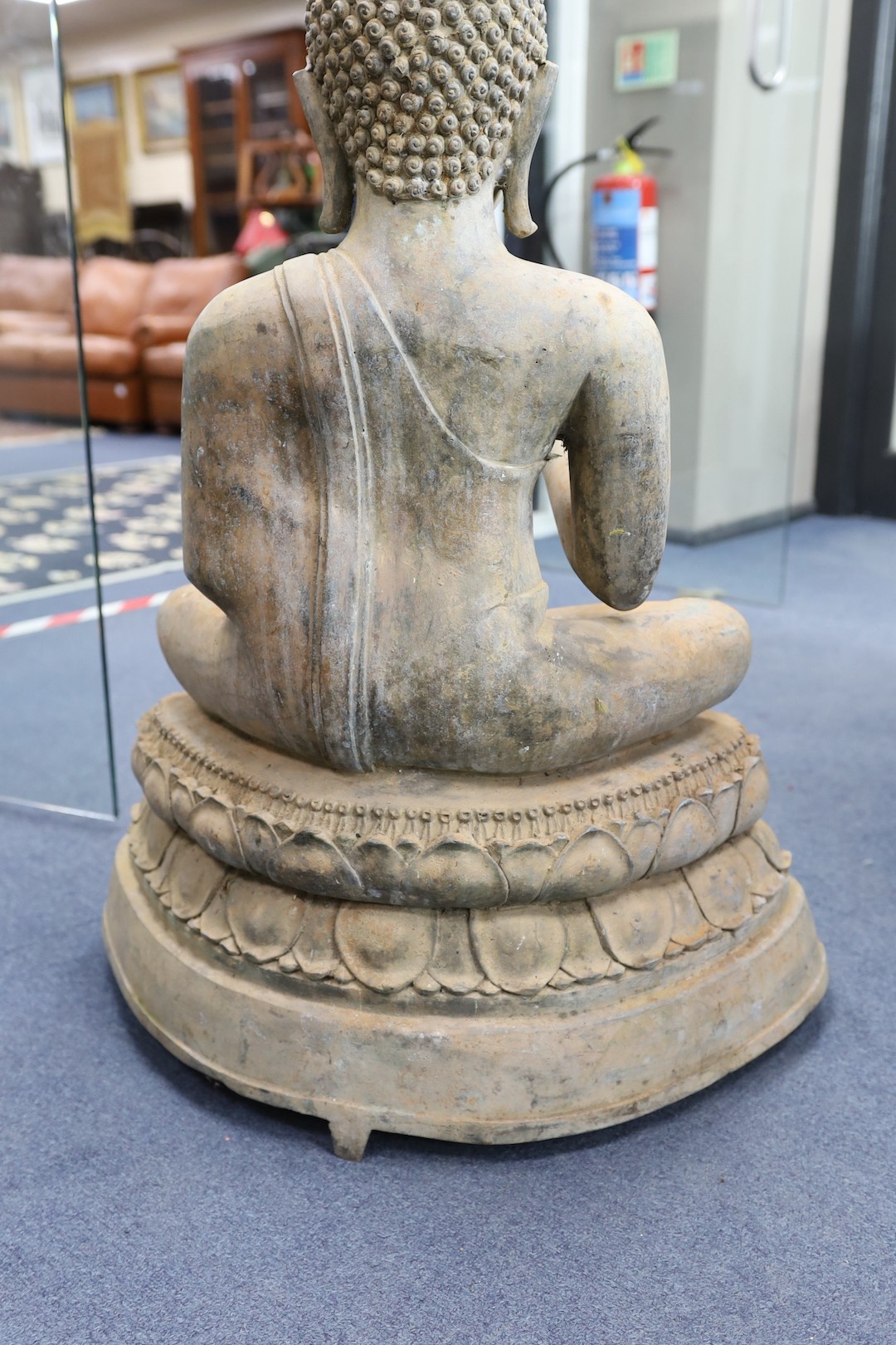 A large Thai bronze seated figure of Buddha 95cm